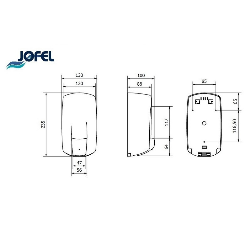 Distributeur savon plastique blanc 0,90 L Jofel