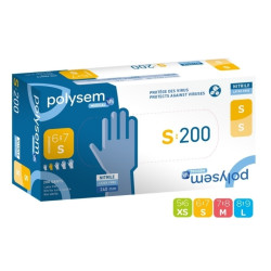 Gants nitrile bleu Polysem Médical - Sans poudre - Boite de 200