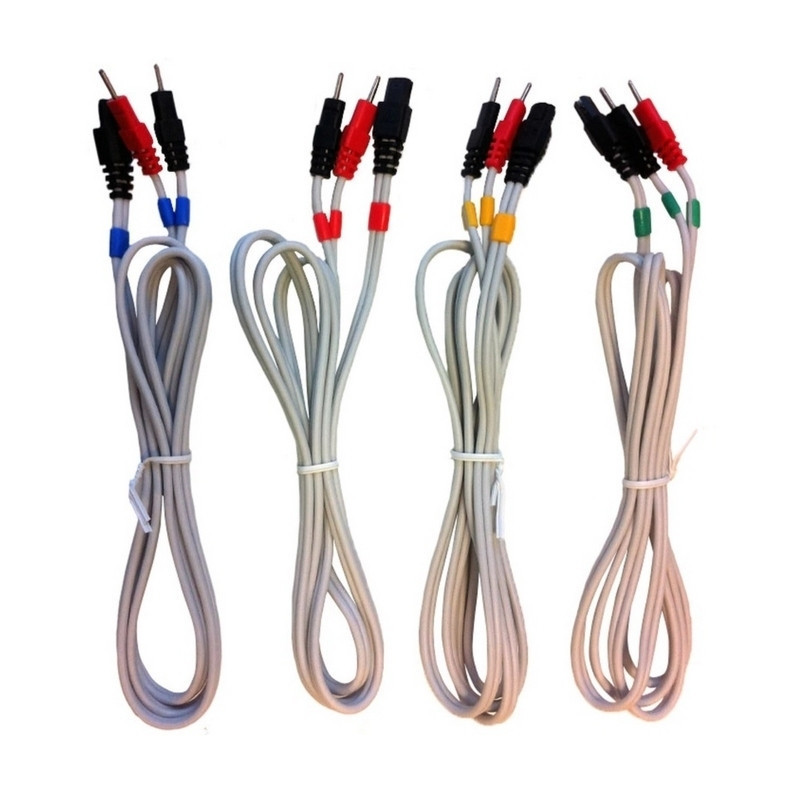Jeu de 4 câbles 2 fiches bananes 2 mm mâle