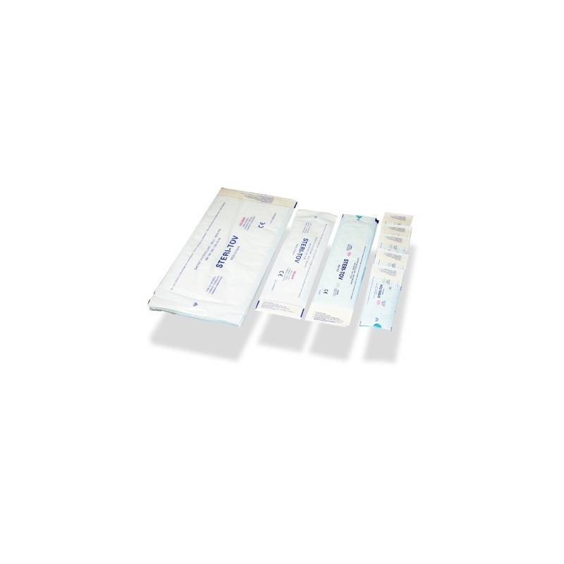 Sachet de stérilisation Steri-Tov autocollant  75 x 250 mm boite de 200