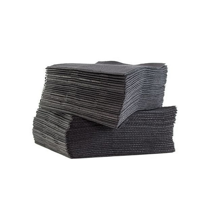 Serviettes plastifiées noires - 33 x 48 cm - Paquet de 125