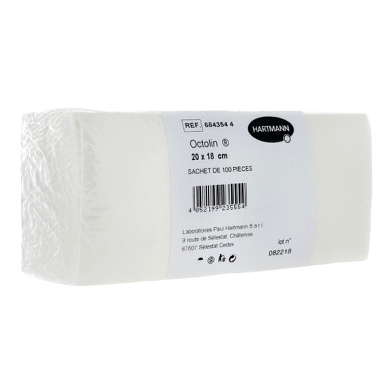 Carré d’essuyage Octolin Hartmann - 20 x 18 cm - Sachet de 100