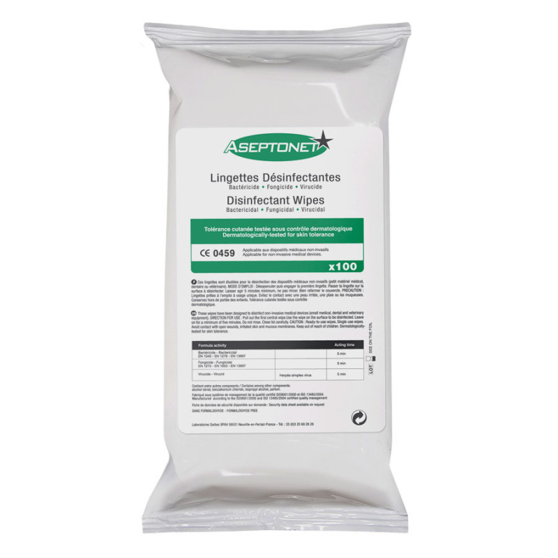 Lingettes désinfectantes Aseptonet - Recharge - Paquet de 100