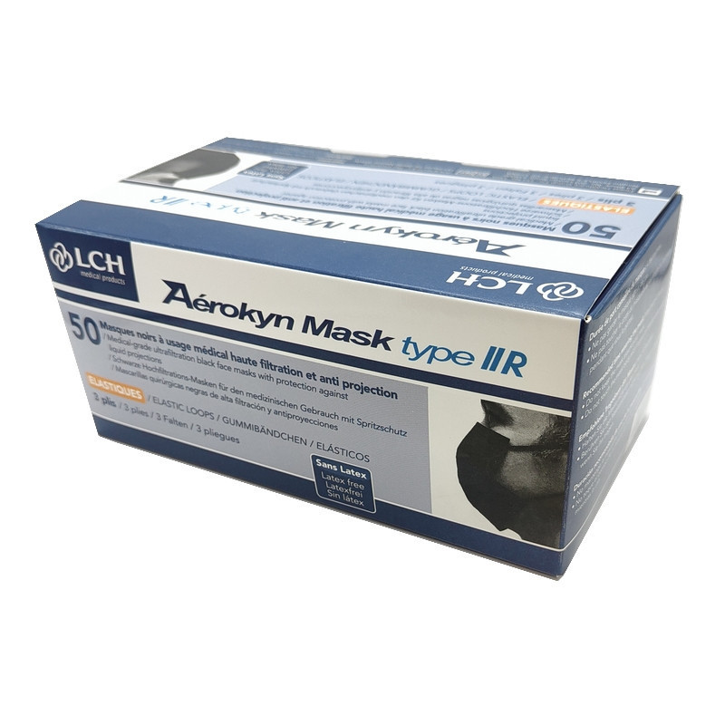 Masque de chirurgie Noir type 2R Aérokyn boite de 50