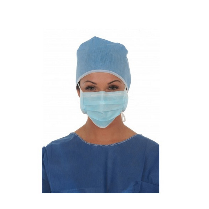 Masque de chirurgie à lanières - Bleu 3 plis Medistock - Boite de 50