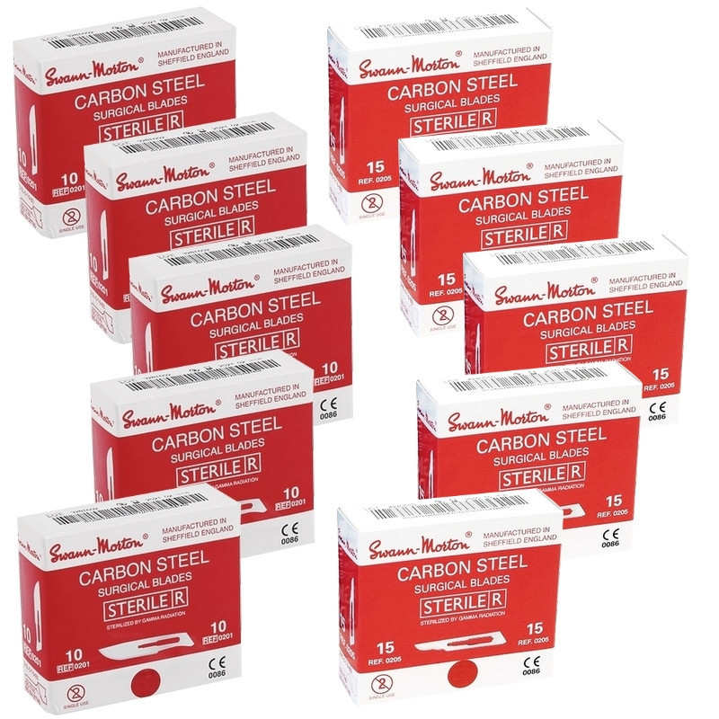 Pack de 10 boites de 100 lames de bistouris stérile Swann-Morton N°10 ou N°15