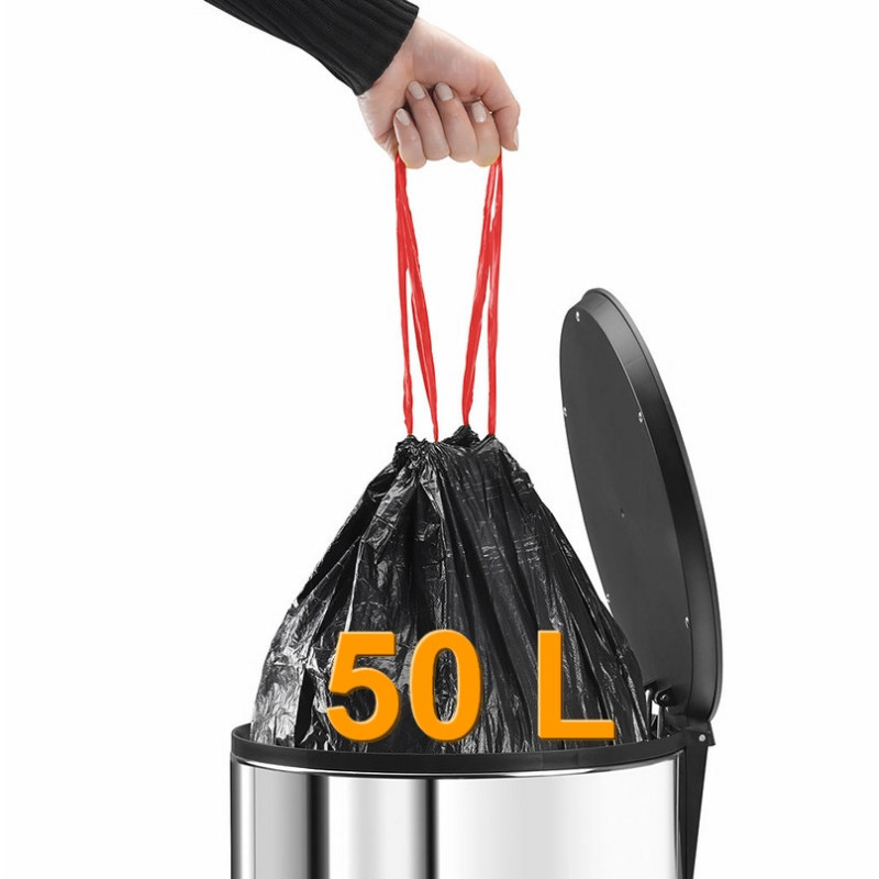 Sac poubelle couleur noir lien coulissant 50 L