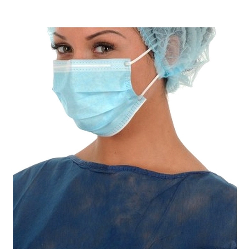 Masque de chirurgie bleu avec élastique Mask +R boite de 50