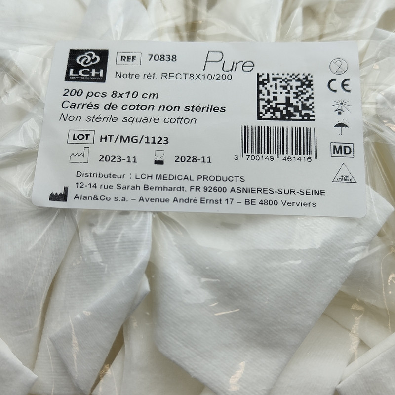 Coton rectangle LCH - 8 x 10 cm - Sachet de 200