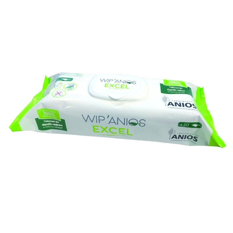 Lingettes désinfectantes Wip'Anios Excel -  Biodégradables - Paquet de 50