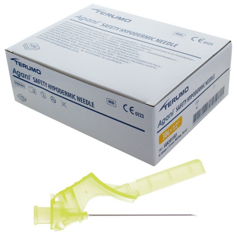 Aiguilles Agani Safety Terumo - Hypodermiques & stériles - Jaune 30G 0,30 x 13 mm - Boite de 100